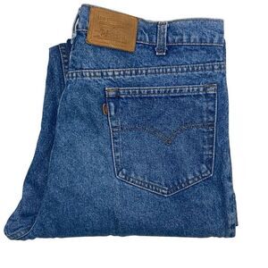 Vintage Levi’s Blue Jeans Two Horse Brand USA Straight Cut Leather Tab 40 x 30